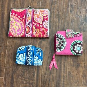 Vera Bradley Vibrant Pink and Blue Wallet Set